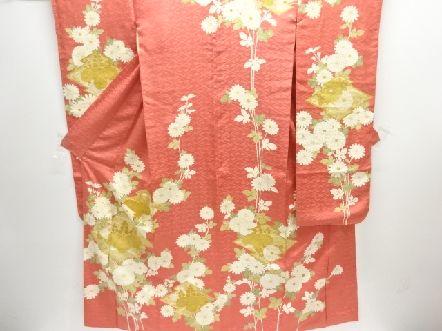 JAPANESE KIMONO / ANTIQUE FURISODE / SILK / EMBROIDERY / MATSUKAWABISHI